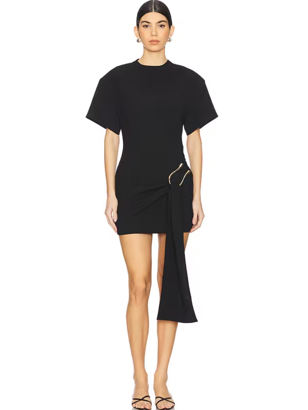 NWT lioness revolve Black martini Mini Dress with Draped Side Detail onyx XXS